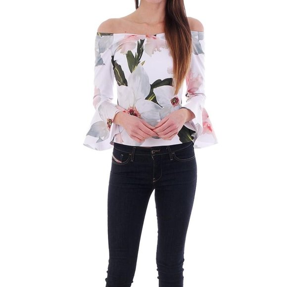 TED BAKER Bloom Bell Sleeved Top Size 6 - Picture 3 of 13